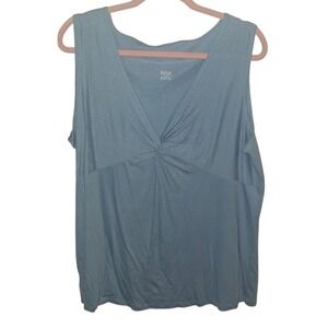 ana a new approach Plus Size 1X‎ Blue Sleeveless Twist Front V Neck Top